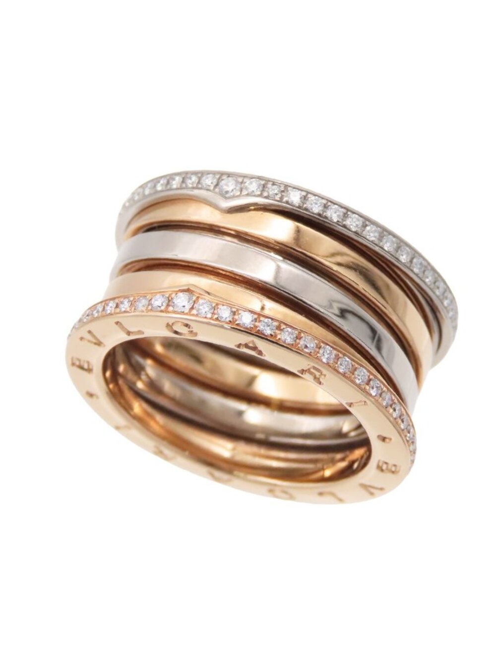 Bvlgari B.zero1 Ring White Gold Pink Diamond Band
